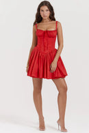 Vestido Mini Feminino com Renda e Manga Longa - Decote Quadrado Ballet Festa