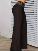 Women Wide Leg Flared Pants 2024 New Y2k Casual Crisscross Sheer Mesh Patch High Waist Trousers Elegant Streetwear Work Pants
