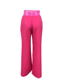 Women Wide Leg Flared Pants 2024 New Y2k Casual Crisscross Sheer Mesh Patch High Waist Trousers Elegant Streetwear Work Pants