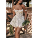 Vestido Mini Feminino com Renda e Manga Longa - Decote Quadrado Ballet Festa