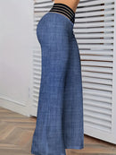 Women Wide Leg Flared Pants 2024 New Y2k Casual Crisscross Sheer Mesh Patch High Waist Trousers Elegant Streetwear Work Pants
