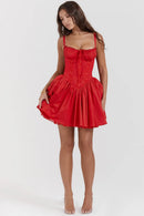 Vestido Mini Feminino com Renda e Manga Longa - Decote Quadrado Ballet Festa