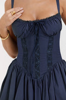 Vestido Mini Feminino com Renda e Manga Longa - Decote Quadrado Ballet Festa