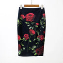 Fashion Midi Skirt For Women Flora Printed High Waist Pencil Skirt Female Causal Flower Bodycon Skirt With Slit