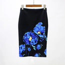 Fashion Midi Skirt For Women Flora Printed High Waist Pencil Skirt Female Causal Flower Bodycon Skirt With Slit