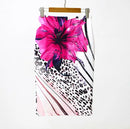 Fashion Midi Skirt For Women Flora Printed High Waist Pencil Skirt Female Causal Flower Bodycon Skirt With Slit