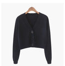 Cardigan Cropped Tricô Feminino Estilo Coreano - Manga Longa Decote V Y2K