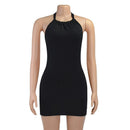 Vestido Mini de Cetim com Renda e Decote V - Sleepwear e Festa