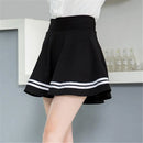 Women Skirt Solid Color Sexy High Waist Stripe Midi Pleated Skirts Girls Black White A Line Mini School Skirt Uniform Large Size