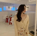 Cardigan Women Long Sleeve Crop Tops Solid Summer Thin Sun-proof Loose Outwear V-neck Knitted Korean Style Girls Elegant Lovely