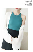Tops Women Crop Top Off Shoulder Stretchy Knitted Tank Tops Female Sleveless Vest Halter Casual Summer Tops For Women