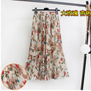Women Summer Boho Chiffon Long Skirt Elegant Floral Print Pleated Skirts Elastic High Waist Casual Midi Skirt Women Clothes 2021