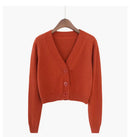 Cardigan Cropped Tricô Feminino Estilo Coreano - Manga Longa Decote V Y2K