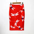 Fashion Midi Skirt For Women Flora Printed High Waist Pencil Skirt Female Causal Flower Bodycon Skirt With Slit