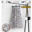 Women Summer Boho Chiffon Long Skirt Elegant Floral Print Pleated Skirts Elastic High Waist Casual Midi Skirt Women Clothes 2021