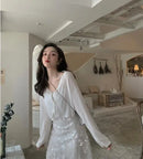 Cardigan Women Long Sleeve Crop Tops Solid Summer Thin Sun-proof Loose Outwear V-neck Knitted Korean Style Girls Elegant Lovely