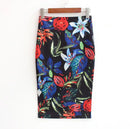 Fashion Midi Skirt For Women Flora Printed High Waist Pencil Skirt Female Causal Flower Bodycon Skirt With Slit