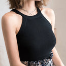 Tops Women Crop Top Off Shoulder Stretchy Knitted Tank Tops Female Sleveless Vest Halter Casual Summer Tops For Women