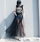 Saia Longa Feminina de Renda com Transparência - Boho Sexy Casual Verão