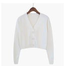 Cardigan Cropped Tricô Feminino Estilo Coreano - Manga Longa Decote V Y2K