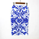 Fashion Midi Skirt For Women Flora Printed High Waist Pencil Skirt Female Causal Flower Bodycon Skirt With Slit