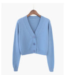 Cardigan Cropped Tricô Feminino Estilo Coreano - Manga Longa Decote V Y2K
