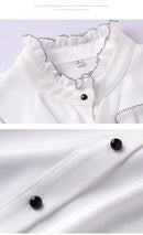 Women Blouse Lace Ruffles Chiffon Shirts Clothes Spring Autumn Office Lady Folds Lantern Sleeve Pullovers Elegant Vintage Blouse
