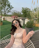 Cardigan Women Long Sleeve Crop Tops Solid Summer Thin Sun-proof Loose Outwear V-neck Knitted Korean Style Girls Elegant Lovely