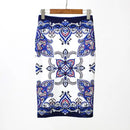 Fashion Midi Skirt For Women Flora Printed High Waist Pencil Skirt Female Causal Flower Bodycon Skirt With Slit