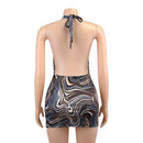 Vestido Mini Feminino Preto Bodycon com Halter e Recortes - Sexy Praia Festa Verão