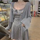Cardigan Women Long Sleeve Crop Tops Solid Summer Thin Sun-proof Loose Outwear V-neck Knitted Korean Style Girls Elegant Lovely