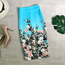 Fashion Midi Skirt For Women Flora Printed High Waist Pencil Skirt Female Causal Flower Bodycon Skirt With Slit