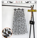 Women Summer Boho Chiffon Long Skirt Elegant Floral Print Pleated Skirts Elastic High Waist Casual Midi Skirt Women Clothes 2021
