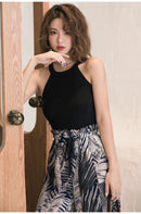 Tops Women Crop Top Off Shoulder Stretchy Knitted Tank Tops Female Sleveless Vest Halter Casual Summer Tops For Women