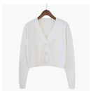 Cardigan Cropped Tricô Feminino Estilo Coreano - Manga Longa Decote V Y2K