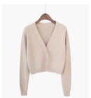 Cardigan Cropped Tricô Feminino Estilo Coreano - Manga Longa Decote V Y2K