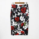 Fashion Midi Skirt For Women Flora Printed High Waist Pencil Skirt Female Causal Flower Bodycon Skirt With Slit