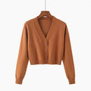 Cardigan Cropped Tricô Feminino Estilo Coreano - Manga Longa Decote V Y2K