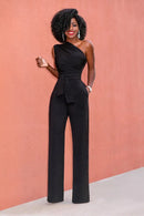 Macacão Feminino Ombro a Ombro com Perna Larga - Elegante Verão