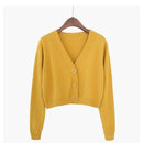 Cardigan Cropped Tricô Feminino Estilo Coreano - Manga Longa Decote V Y2K