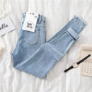 High waist Jeans 38 Women's Spring Autumn New Slim Skinny Pants Casual Women Denim Trousers Black Female Stretch Pencil Jeans