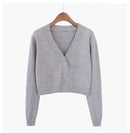 Cardigan Cropped Tricô Feminino Estilo Coreano - Manga Longa Decote V Y2K