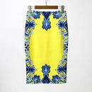 Fashion Midi Skirt For Women Flora Printed High Waist Pencil Skirt Female Causal Flower Bodycon Skirt With Slit