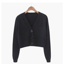 Cardigan Cropped Feminino de Tricô com Decote V e Manga Longa - Estilo Coreano Y2K Verde Azul