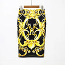 Fashion Midi Skirt For Women Flora Printed High Waist Pencil Skirt Female Causal Flower Bodycon Skirt With Slit