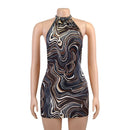 Vestido Mini Feminino Preto Bodycon com Halter e Recortes - Sexy Praia Festa Verão