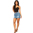 Saia Jeans Feminina Mini com Rasgos - Sexy Skinny Verão