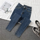 High waist Jeans 38 Women's Spring Autumn New Slim Skinny Pants Casual Women Denim Trousers Black Female Stretch Pencil Jeans