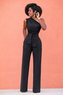 Macacão Feminino Ombro a Ombro com Perna Larga - Elegante Verão
