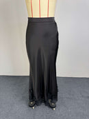 Women Two Piece Sets Skirt Set Turn Down Collar Lace Sexy Full Sleeve Tops Long Skirts High Waist Y2k Streetwear Elegant Work